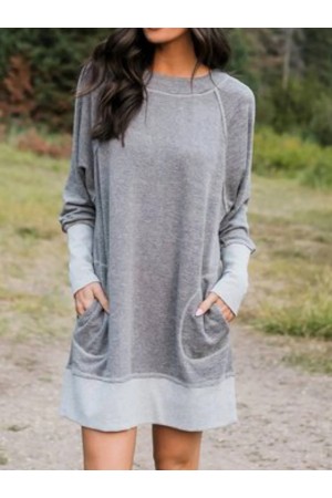 CottonBlend Long Sleeve Casual Knitting Dress