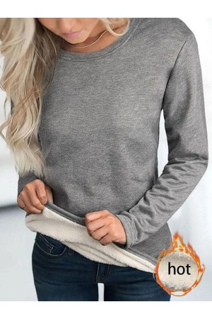 Keep Warm Solid Cotton Blends Loosen Sweatshirt