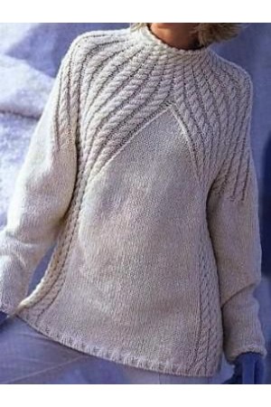 White CottonBlend Long Sleeve Knitted Sweater