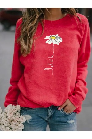 Crew Neck Floral Causal Sweatshirt