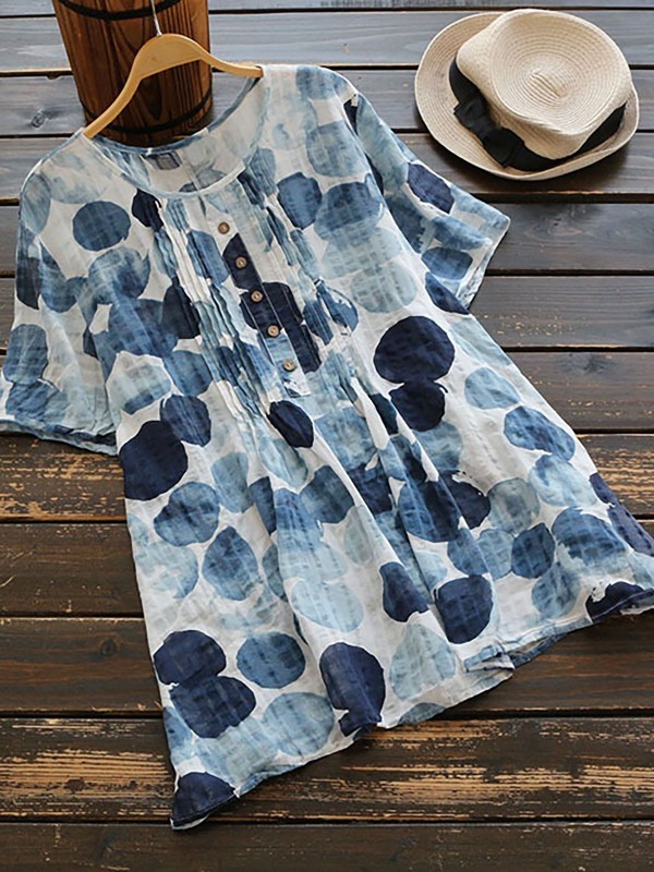 Short Sleeve Printed Crew Neck Casual TShirt