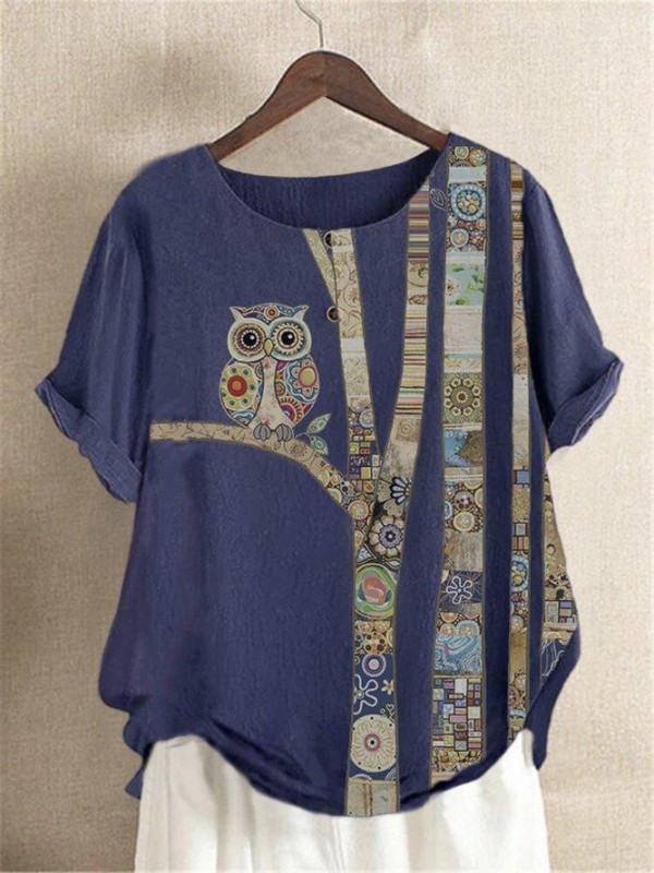 Deep Blue Short Sleeve Vintage Shirts