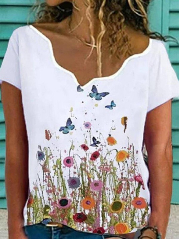 Floral FloralPrint Casual Short Sleeve Shirts