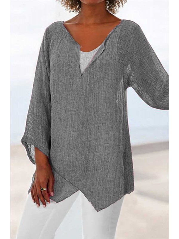 Plus Size Loose Linen Women Summer Blouses