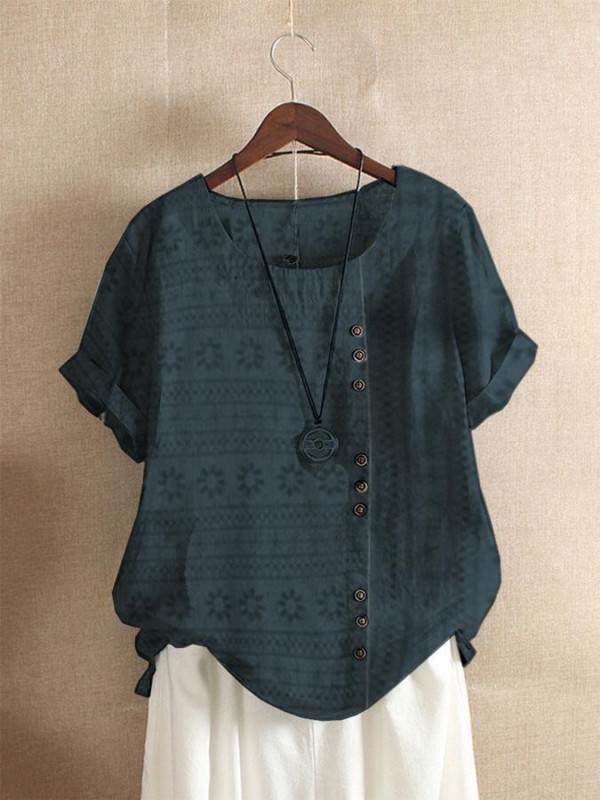 Casual Print Short Sleeve Plus Size Tshirts for Women