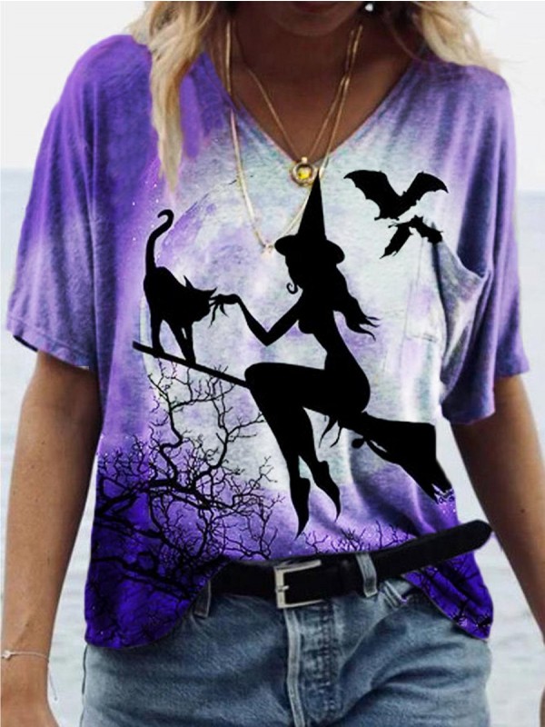 Women's Halloween Casual Printed Tshirt