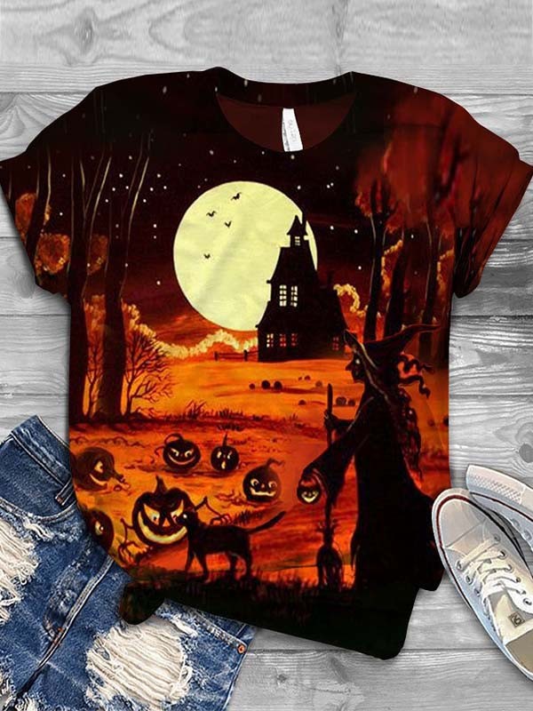 Ladies Halloween Witch Printed Tshirts