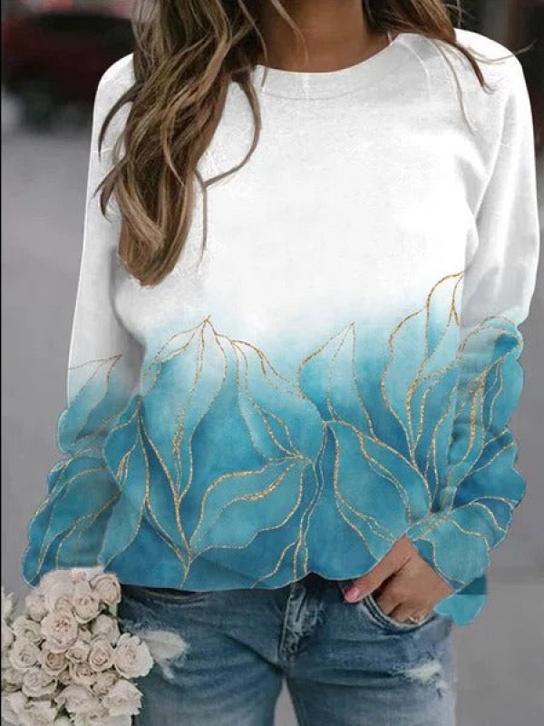Casual Floral CottonBlend Sweatshirts