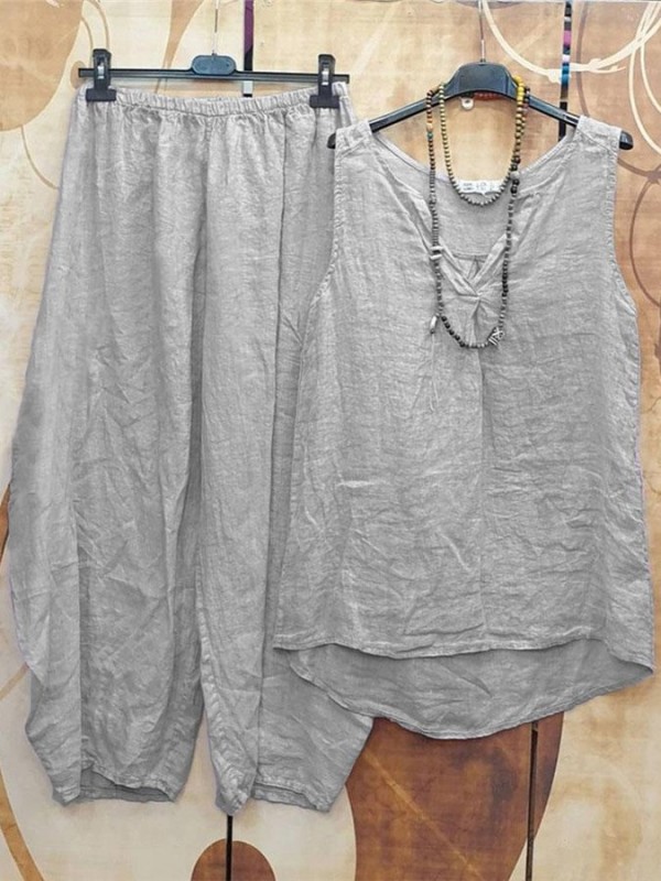 Women's Casual Loose Sleeveless Twopiece Set
