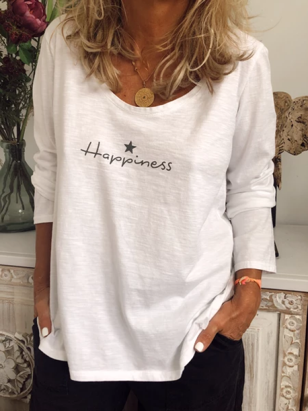 Casual Letter CottonBlend Long Sleeve Shirts & Tops