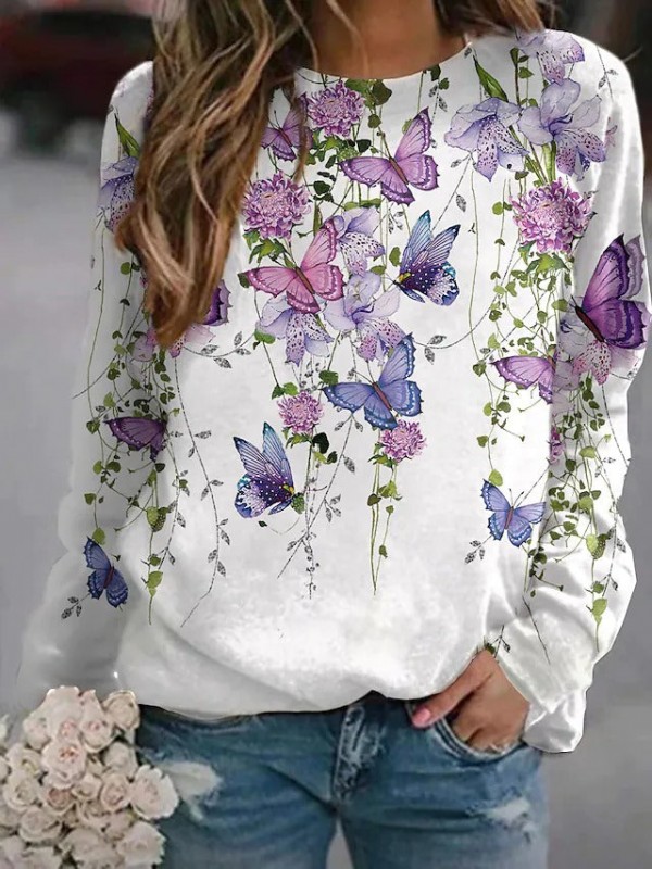 Women's Sweatshirt Pullover Floral Butterfly Print Daily Sports 3D Print Active Streetwear Hoodies Sweatshirts