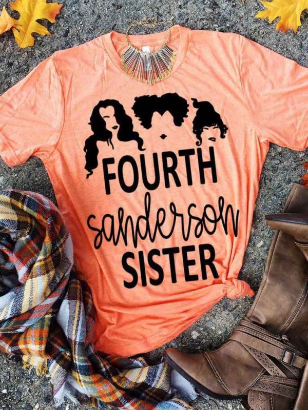 Fourth Sanderson Sister Turtleneck Crew Neck Print Letter Women's Tshirt