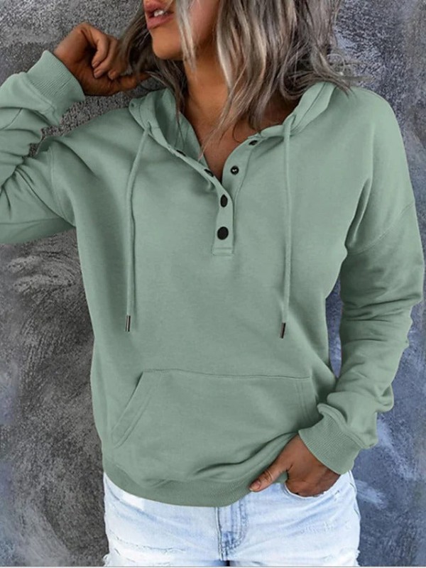 Women's Hoodie Button Up Hoodie Plain Solid Color Casual Daily Going out Casual Hoodies Sweatshirts Wine Red Green Black