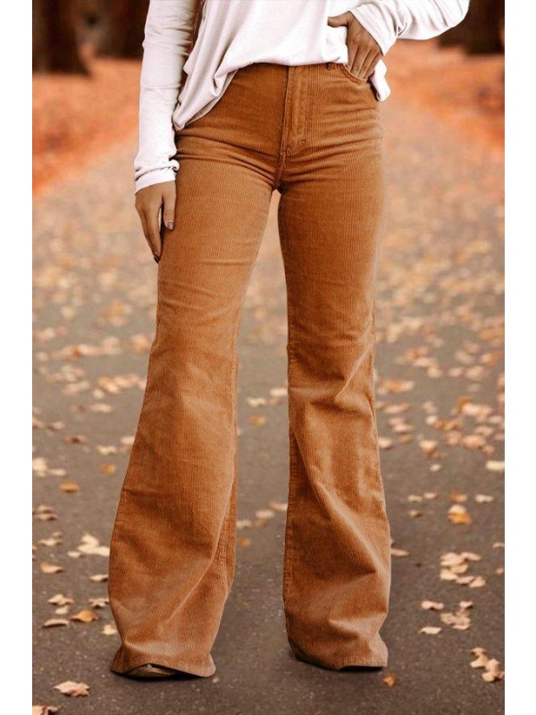 Corduroy High Rise Flared Pants