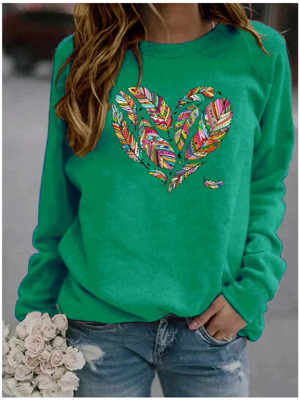 Women's Hoodie Sweatshirt Graphic Heart Daily Casual Valentine's Day Hoodies Sweatshirts Loose Green Black Wine
