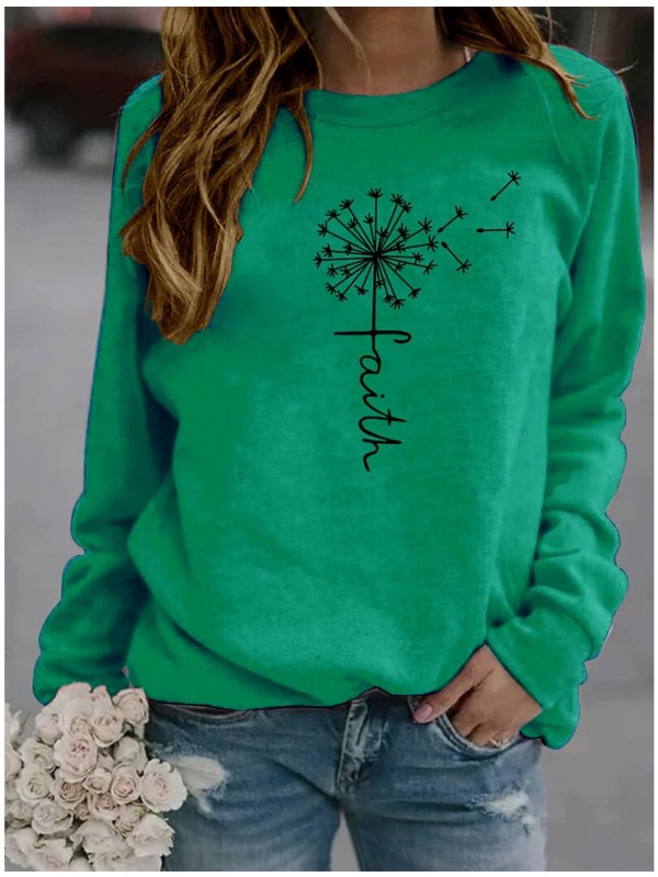 Women's Hoodie Sweatshirt Plants Dandelion Print Daily Weekend Basic Casual Hoodies Sweatshirts Blue Yellow Wine