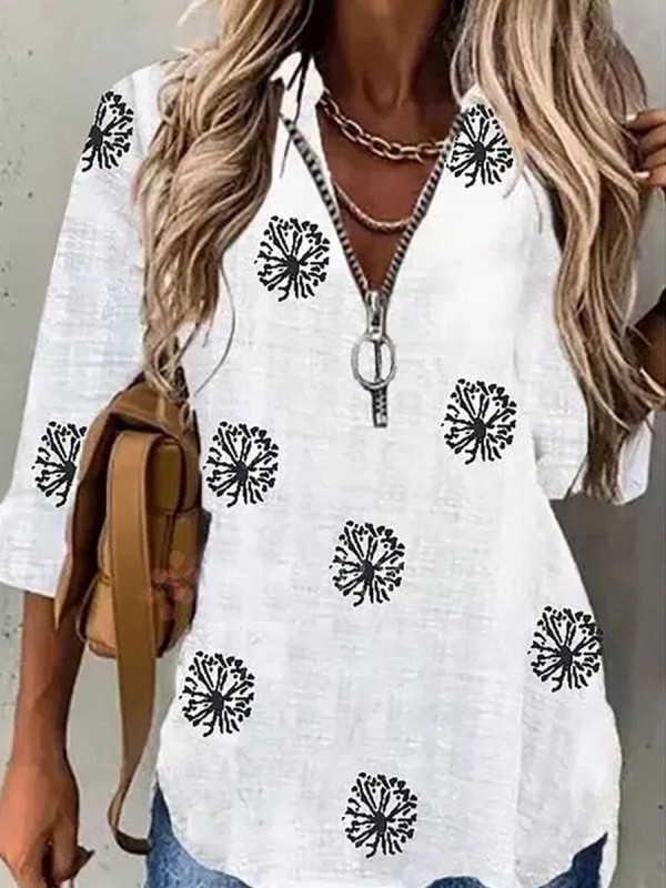 Dandelion Long Sleeve Printed Casual Shirts & Tops