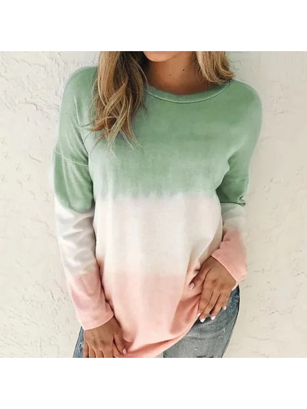 Women's Sweatshirt Pullover Tie Dye Crew Neck Color Block Sport Athleisure Sweatshirt Top Long Sleeve Warm Soft Comfortable Everyday Use Athleisure Daily Exercising / Winter