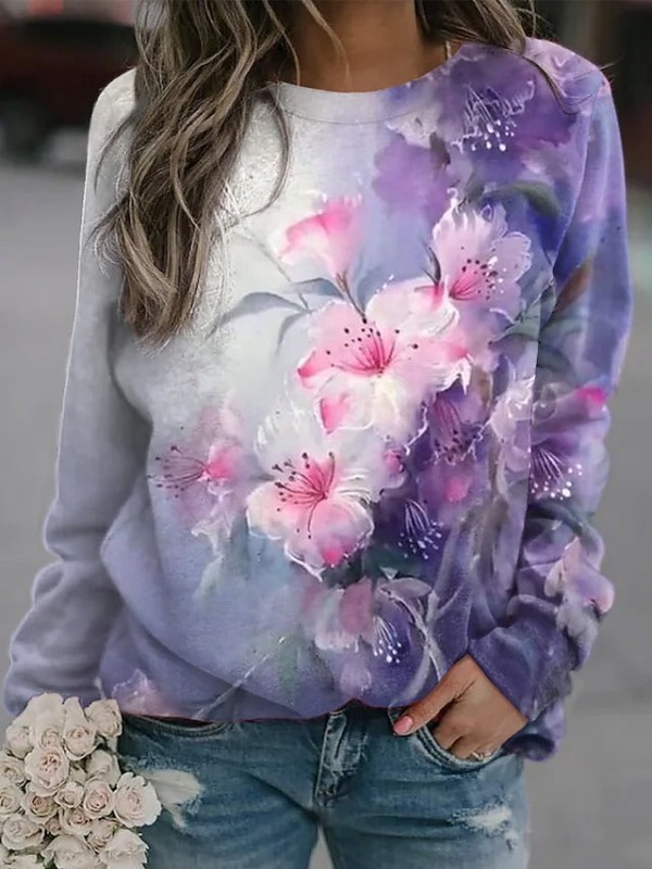 Women's Sweatshirt Pullover Floral Print Casual Sports Holiday 3D Print Active Streetwear Hoodies Sweatshirts