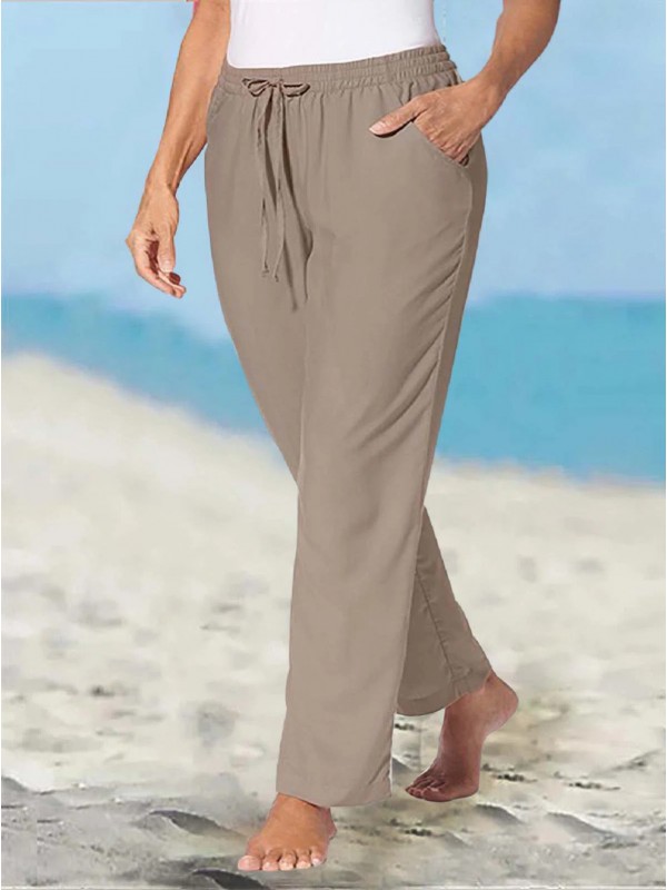 Plain Casual Drawstring Trousers