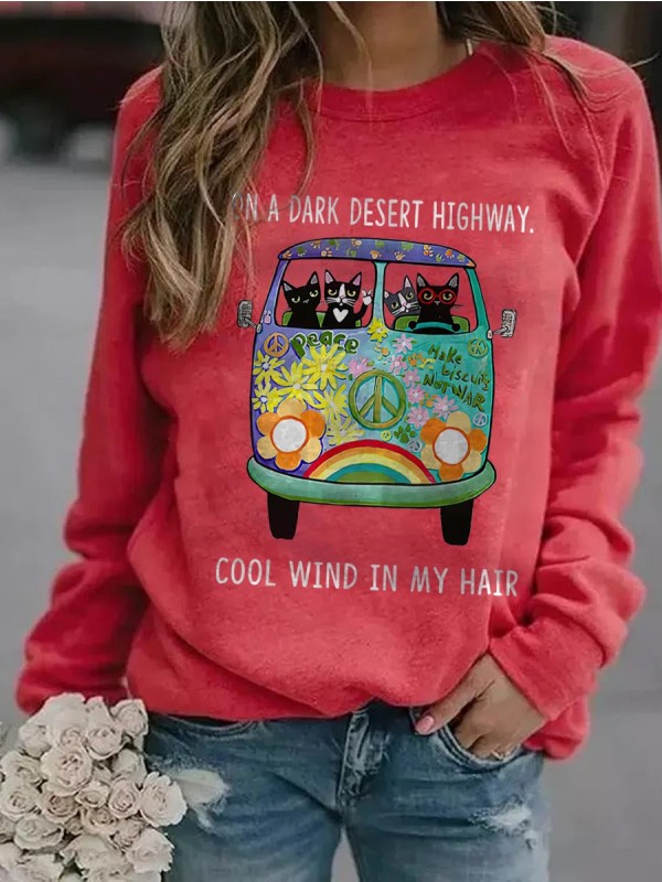 Crew Neck Letter Graphic Causal Sweatshirt