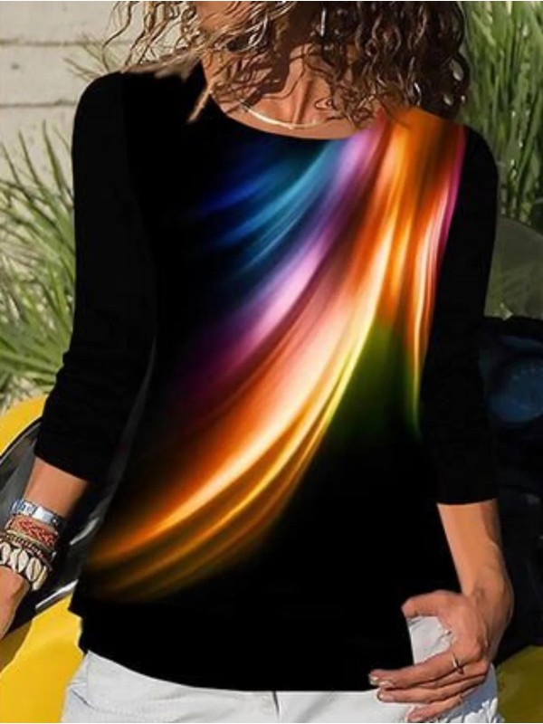 Round Neck Colorblock Daily Tee