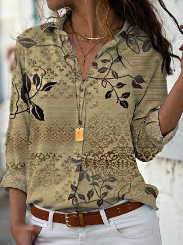 Casual Plants Cotton Blends Shirts & Tops