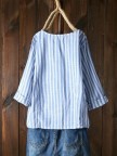 Vertical Striped Long Sleeve Crew Neck Shirt