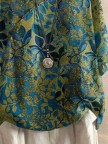 Round Neck Bronzing Leaf Print Casual Blouse