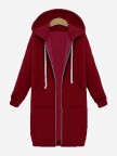 Casual Women Long Sleeve Zipper Hooded Pockets Coat
