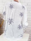 Vintage Floral Printed Stand Collar Button Long Sleeve Blouse