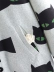 Cartoon Cat Print Long Sleeve Hooded Coat