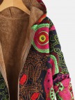 Thick Ethnic Print Long Sleeve Hooded Vintage Coat