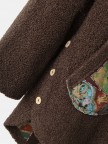 Vintage Printed Long Sleeve Hooded Patchwork Asymmetrical Coat