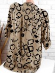 Vintage Printed Stand Collar Long Sleeve Blouse For Women