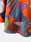 Vintage Plaid Floral Print Zipper Pocket Long Sleeve Casual Coat
