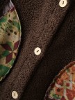 Vintage Printed Long Sleeve Hooded Patchwork Asymmetrical Coat