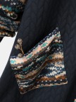 Vintage Print Patchwork Hooded Coat With Pocket