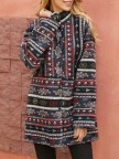 Ethnic Print Long Sleeve Thick Vintage Coat