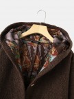 Vintage Printed Long Sleeve Hooded Patchwork Asymmetrical Coat