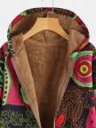 Thick Ethnic Print Long Sleeve Hooded Vintage Coat