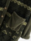 Patch Pockets Button Fleece Vintage Hooded Coat