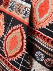 Vintage Print Zipper Front Hooded Long Sleeve Coat