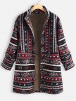 Ethnic Print Long Sleeve Thick Vintage Coat