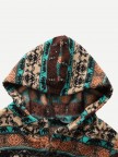 Vintage Ethnic Pattern Print Pocket Hooded Casual Coat