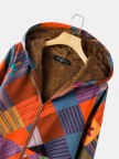 Vintage Plaid Floral Print Zipper Pocket Long Sleeve Casual Coat