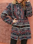 Ethnic Print Long Sleeve Thick Vintage Coat