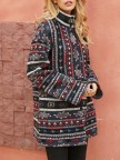 Ethnic Print Long Sleeve Thick Vintage Coat