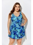 BLUE NOSTALGIA CUP SIZED TIE FRONT UNDERWIRE SWIMDRESS and Shorts