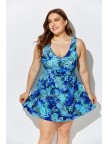 BLUE NOSTALGIA CUP SIZED TIE FRONT UNDERWIRE SWIMDRESS and Shorts